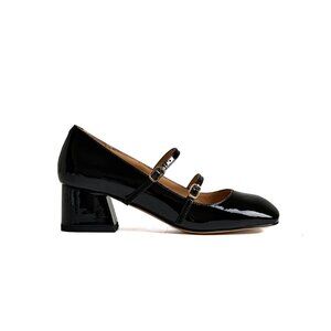 Cuctos Catherine Heeled Mary Pump – Black Patent, Size 10 Wide